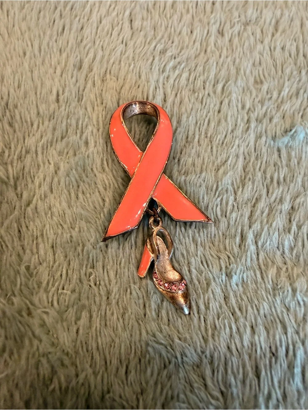 Payless 2004 Pink Ribbon High Heel Charm Brooch Pin Breast Cancer Awareness